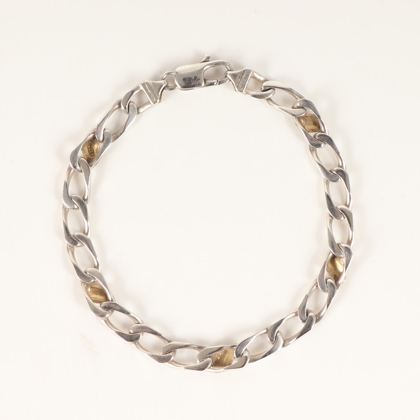 フィガロ チェーン リンク コンビ ブレスレット (Figaro Link Bracelet) / ヴィンテージ オールド シルバー925 AU750 K18 ゴールド