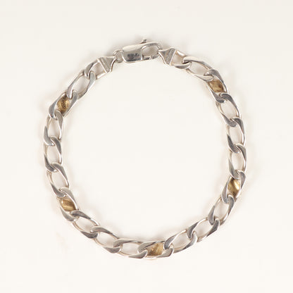 フィガロ チェーン リンク コンビ ブレスレット (Figaro Link Bracelet) / ヴィンテージ オールド シルバー925 AU750 K18 ゴールド
