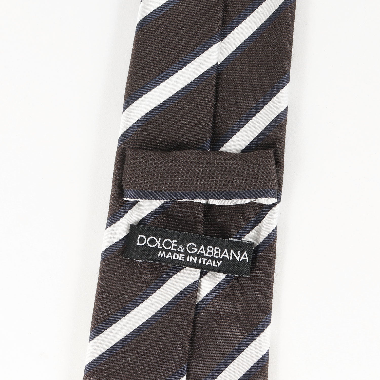 【美品】ドルチェ＆ガッバーナ　ネクタイ　ブラック　レジメンタルストライプ　光沢 美品】ドルチェ＆ガッバーナ ネクタイ ブラック レジメンタル