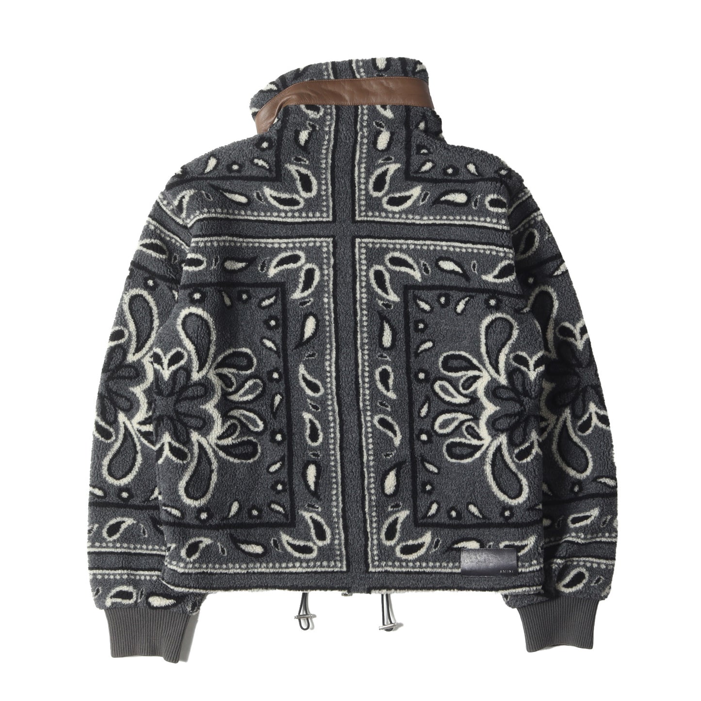 21AW ラムレザー 切替 ペイズリー ボアフリース ダブルジップ ブルゾン (Printed Bandana Polar Fleece Jacket)