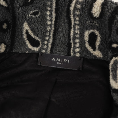 21AW ラムレザー 切替 ペイズリー ボアフリース ダブルジップ ブルゾン (Printed Bandana Polar Fleece Jacket)