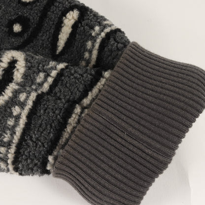 21AW ラムレザー 切替 ペイズリー ボアフリース ダブルジップ ブルゾン (Printed Bandana Polar Fleece Jacket)