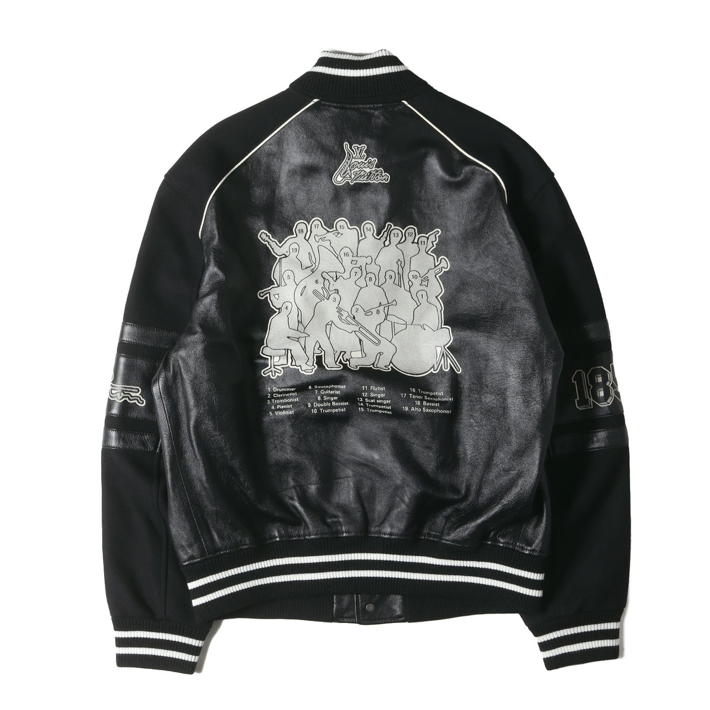 23SS ミュージカル LV シグネチャー ラムレザー メルトン コンビ バーシティ ブルゾン (1AAUYY) / スタジャン アウター ラグカジ ラグジュアリー ハイエンド カジュアル