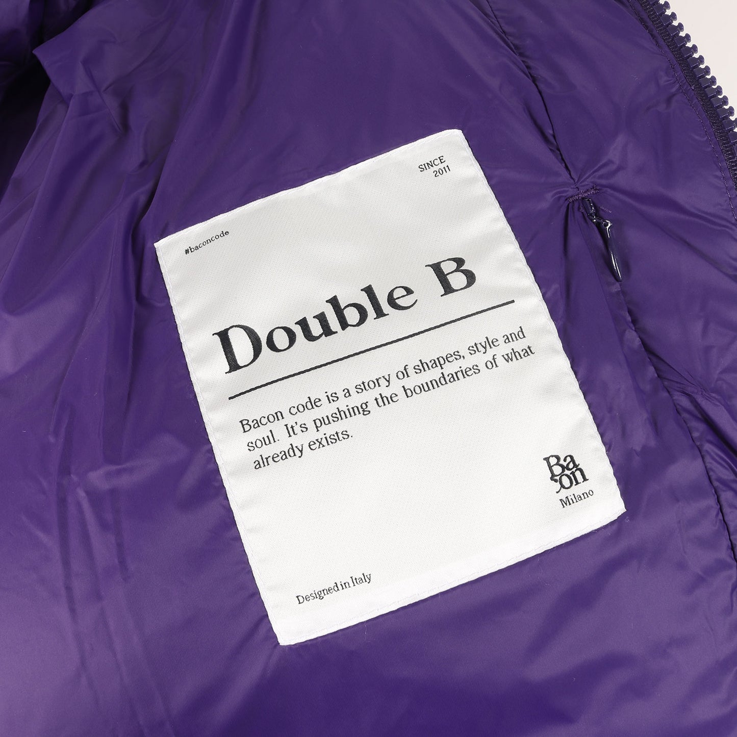 フーデッド ハイネック ダブルジップ ダウンジャケット (MDOUBLE B WLT BACPIGIA 409)