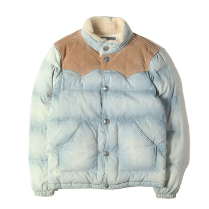 スウェードレザー ヨーク ムートン スタンドカラー デニム ダウンジャケット