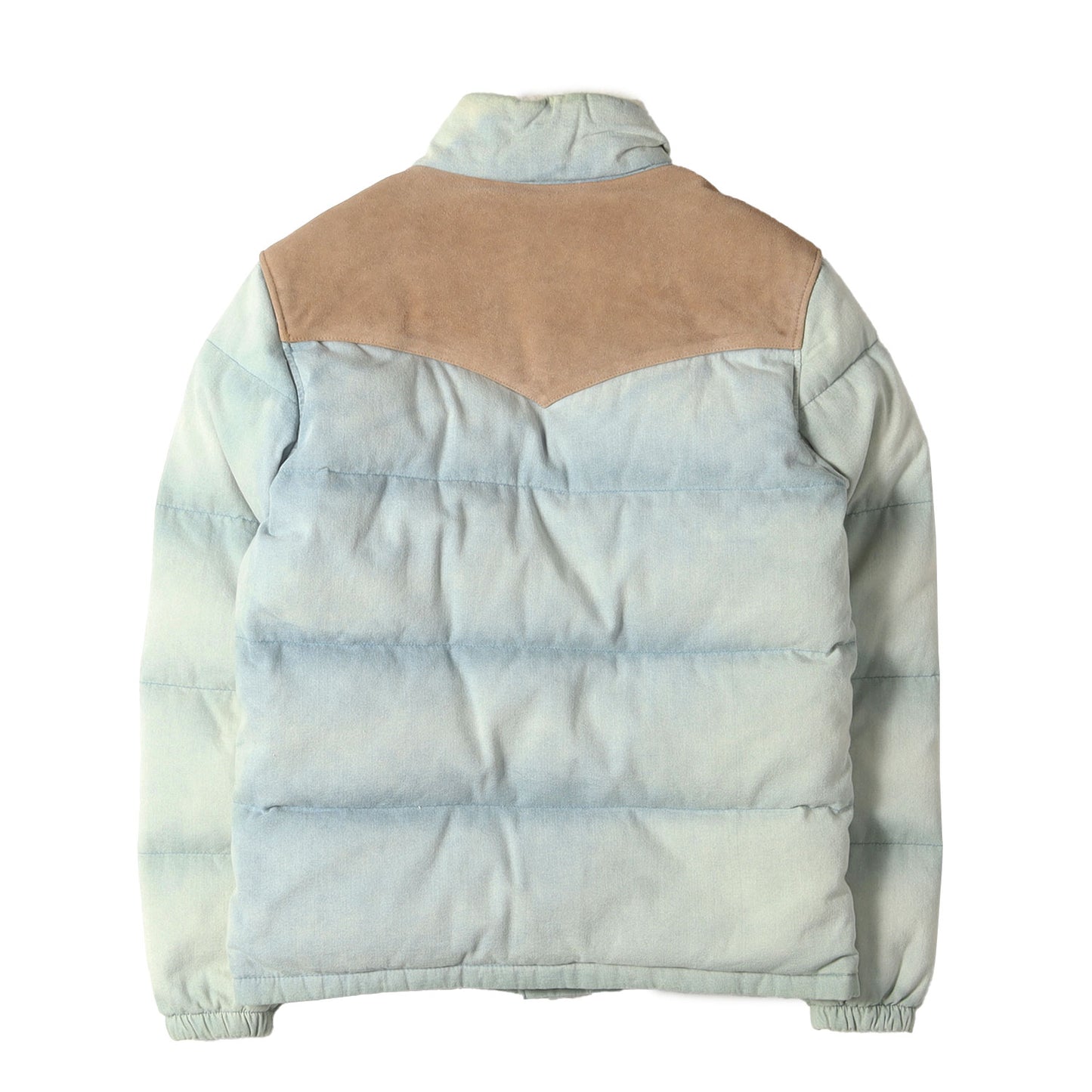 スウェードレザー ヨーク ムートン スタンドカラー デニム ダウンジャケット