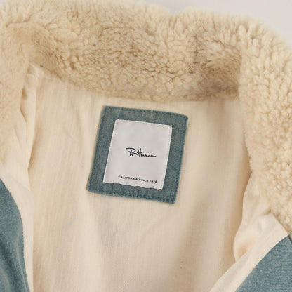 スウェードレザー ヨーク ムートン スタンドカラー デニム ダウンジャケット