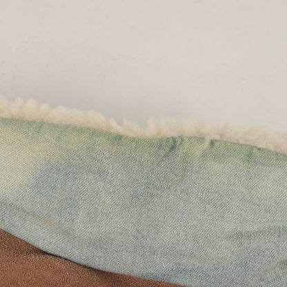 スウェードレザー ヨーク ムートン スタンドカラー デニム ダウンジャケット