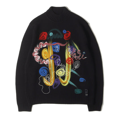 21AW ジオメトリック ロゴ ジャガード モックネック ウール ニット (FZ467 AH38)