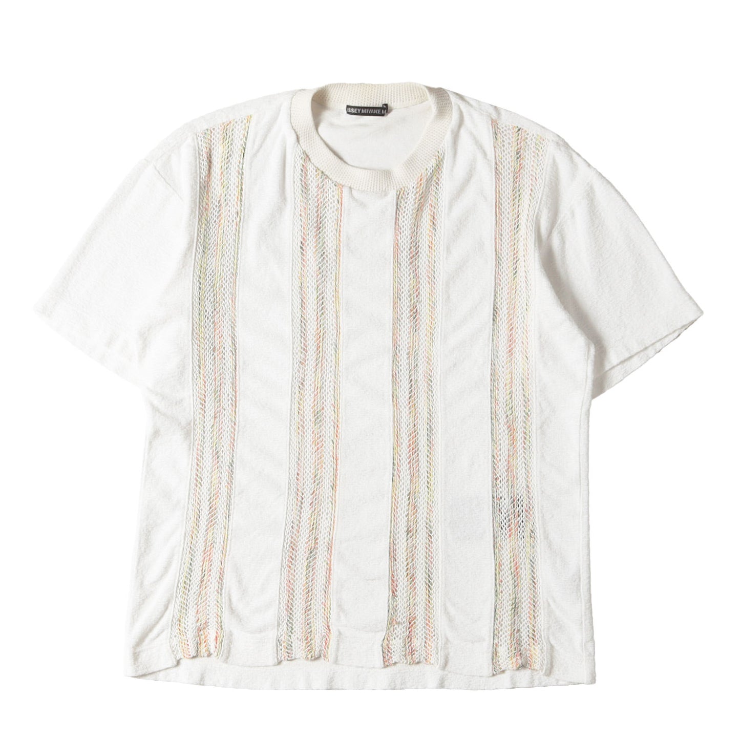 メッシュ マルチストライプ クレープ Tシャツ (ME01JK243)
