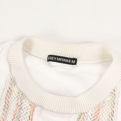 メッシュ マルチストライプ クレープ Tシャツ (ME01JK243)