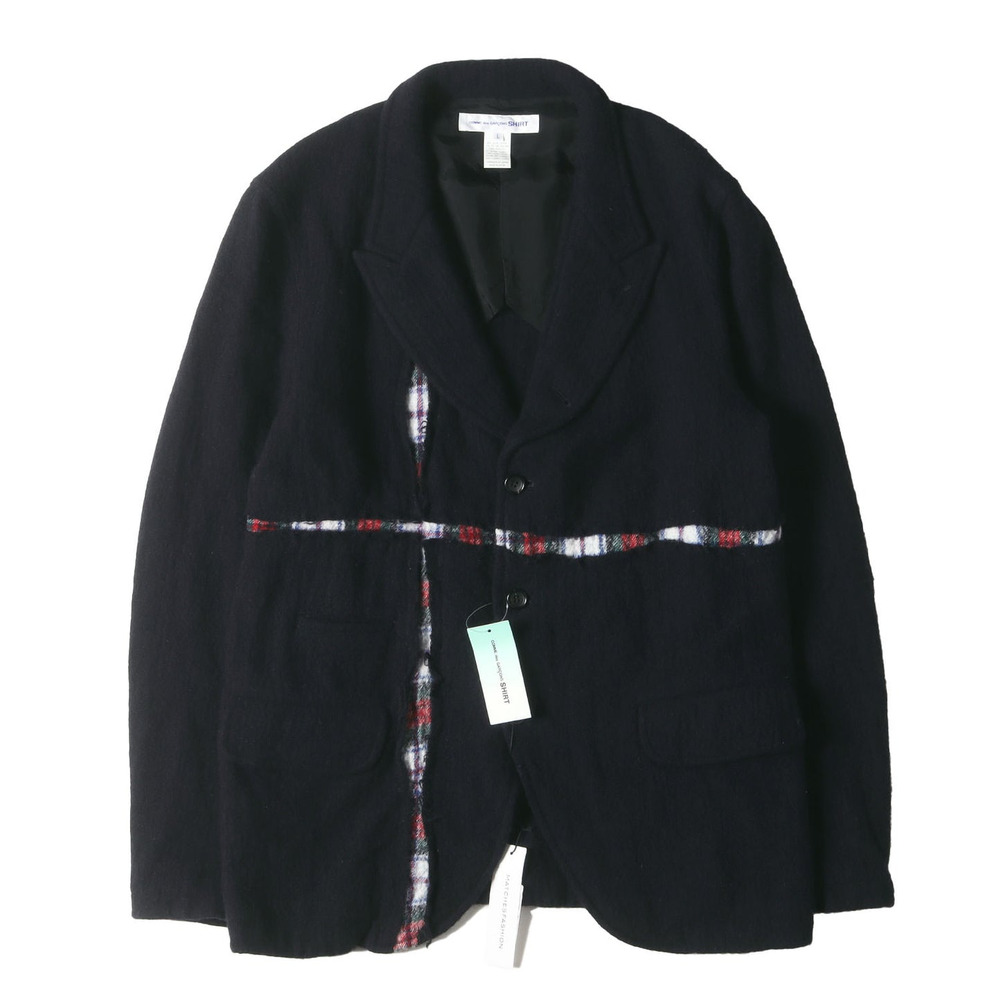 22AW タータンチェック クロス レイヤー ウール 縮絨 3B ブレザー (wool broadcloth plain × tartan wool broadcloth FJ-J002) / MADE IN JAPAN