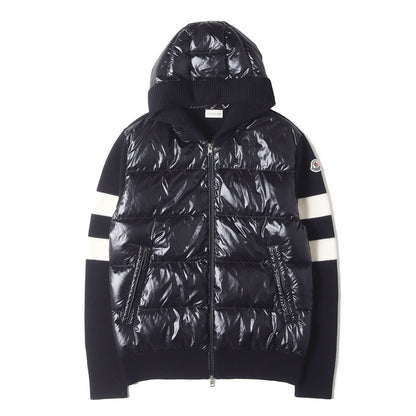 23AW ワイドボーダー ニット コンビ ダブルジップ フーデッド ダウンジャケット (CARDIGAN TRICOT I20919B00017 M1131)