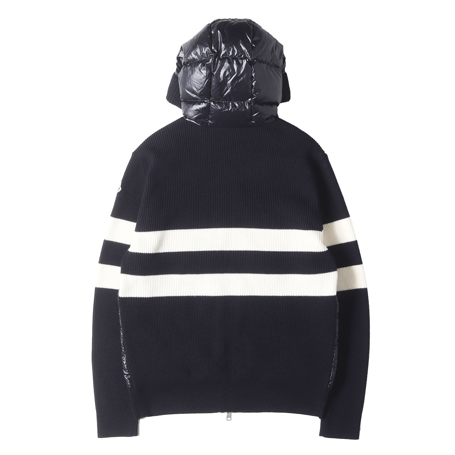 モンクレール ワイドボーダー ニット コンビ ダブルジップ ダウンジャケット 23AW ワイドボーダー ニット コンビ ダブルジップ フーデッド ダウン