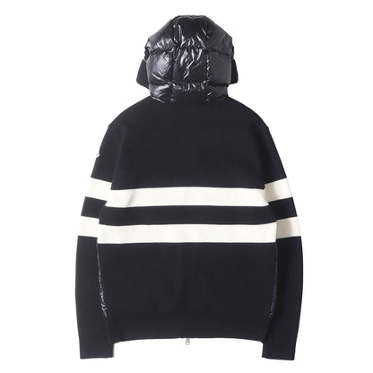 23AW ワイドボーダー ニット コンビ ダブルジップ フーデッド ダウンジャケット (CARDIGAN TRICOT I20919B00017 M1131)