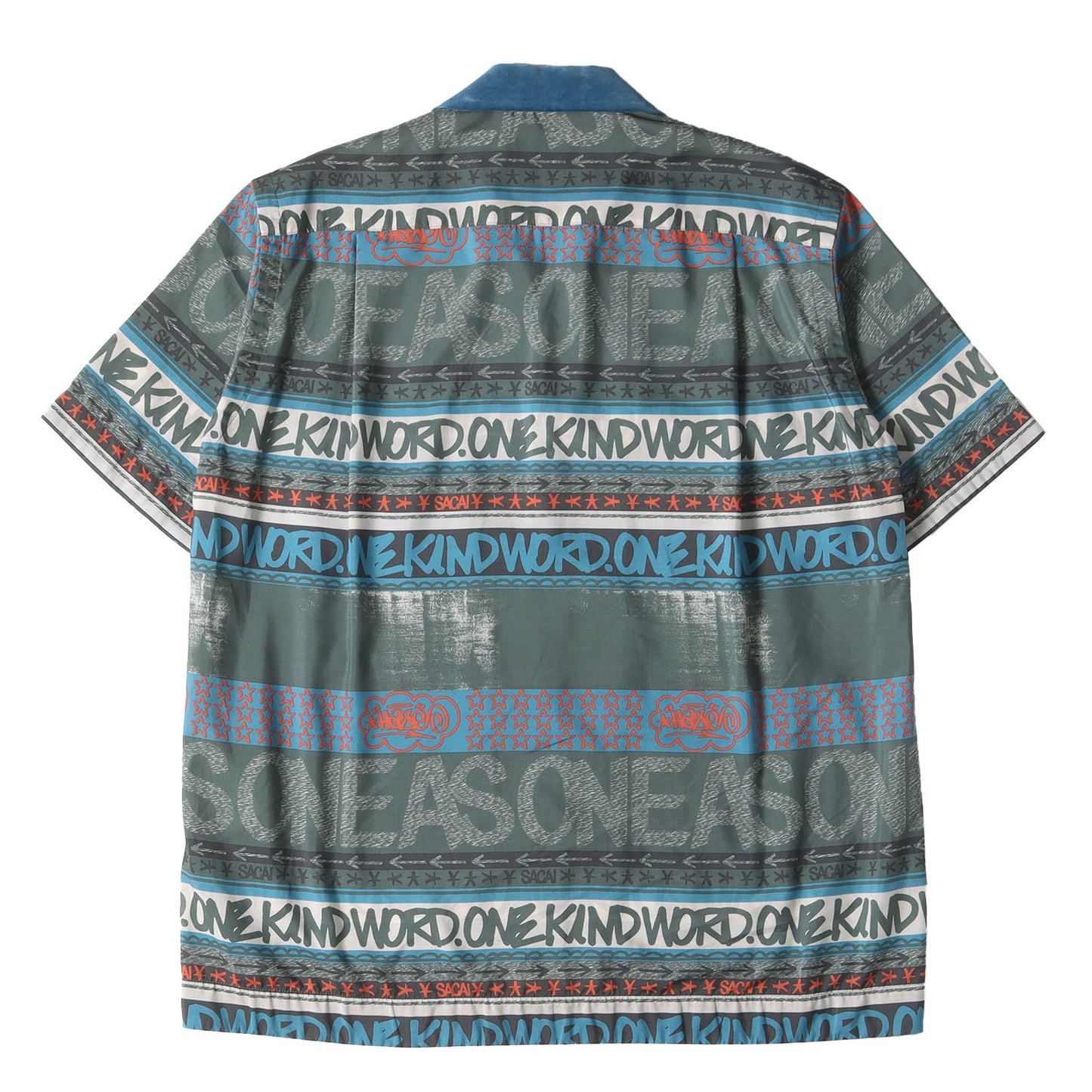 23SS × Eric Haze グラフィック ロゴ ボーダー オープンカラー 半袖 シャツ (Eric Haze Stripe Print Shirt 23-03076M)