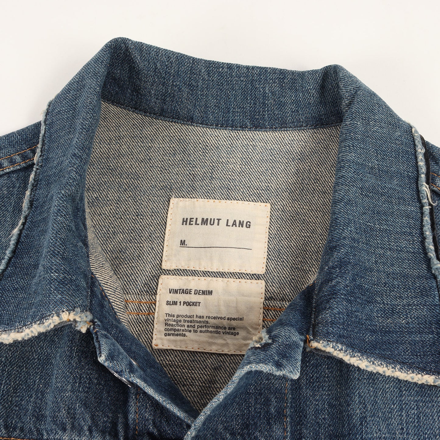 03SS レザー 切替 ヴィンテージ加工 デニム トラッカー ジャケット / VINTAGE DENIM SLIM 1 POCKET