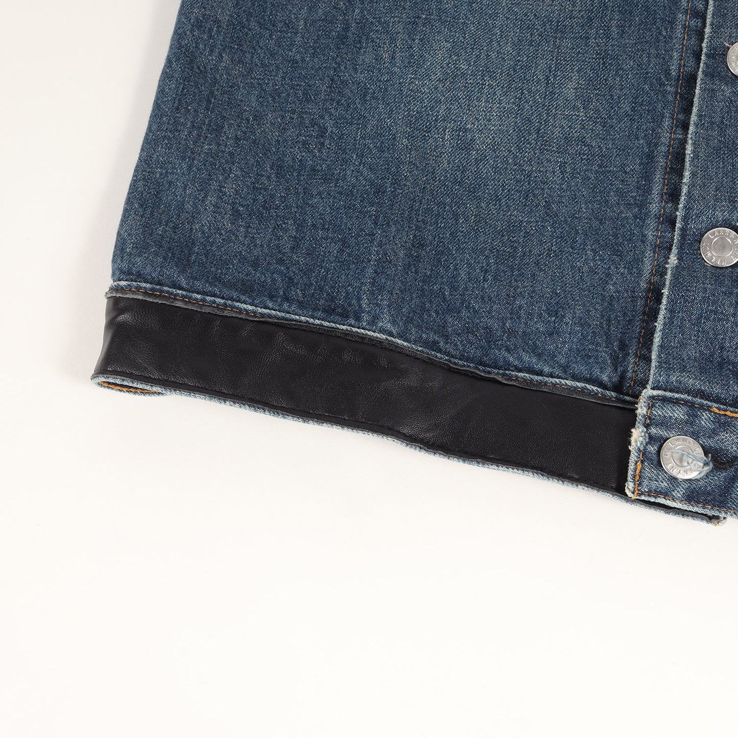03SS レザー 切替 ヴィンテージ加工 デニム トラッカー ジャケット / VINTAGE DENIM SLIM 1 POCKET