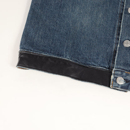 03SS レザー 切替 ヴィンテージ加工 デニム トラッカー ジャケット / VINTAGE DENIM SLIM 1 POCKET