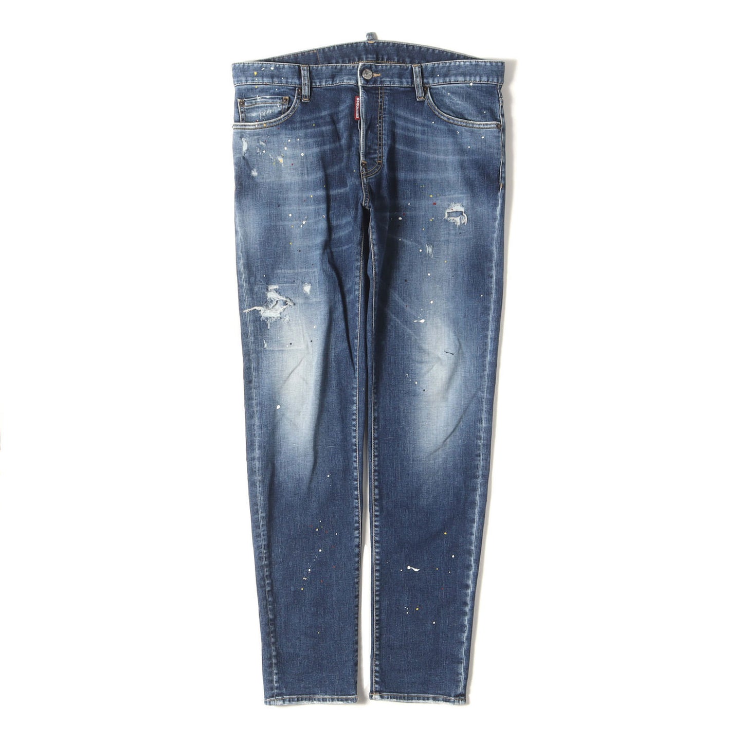 23SS ペイント加工 スリム ストレート デニム パンツ (Regular Jean S74LB1517 D30005) / ボタンフライ