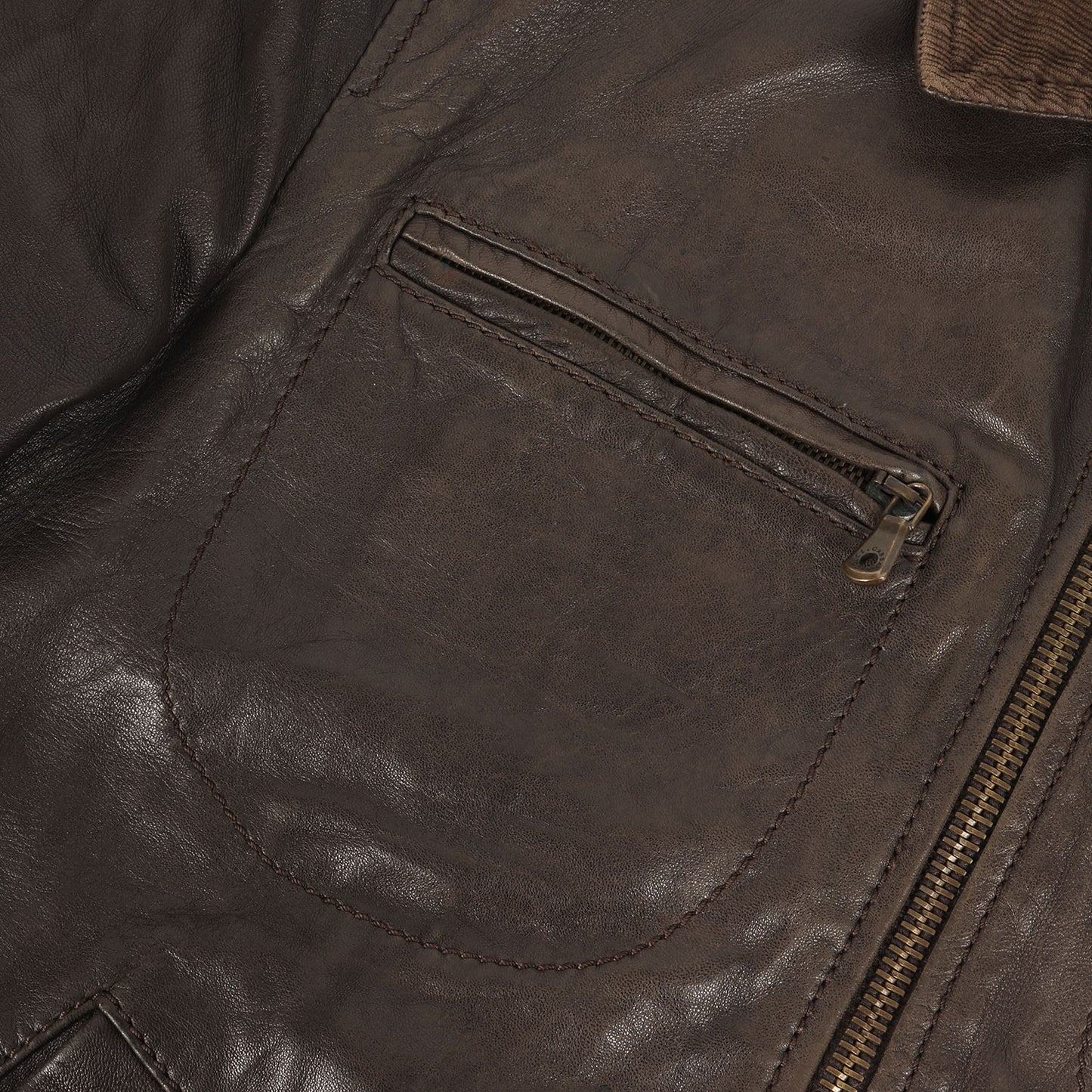 コーデュロイカラー ジップアップ ラムレザー ジャケット (G9242L G5T39) / MADE IN ITALY