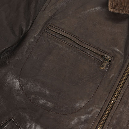 コーデュロイカラー ジップアップ ラムレザー ジャケット (G9242L G5T39) / MADE IN ITALY