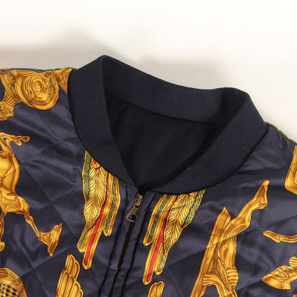 希少 ビッグサイズ 80s -90s リバーシブル シルク ボンバー ジャケット ブルゾン