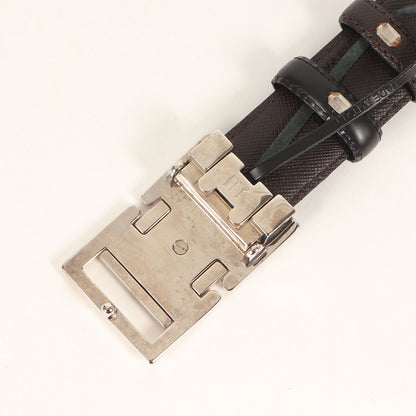 ロゴ スクエア バックル リバーシブル カウハイドレザー ベルト (BELT DOUBLE FRAME  LACQUER PALL BPB150A42) / MADE IN ITALY