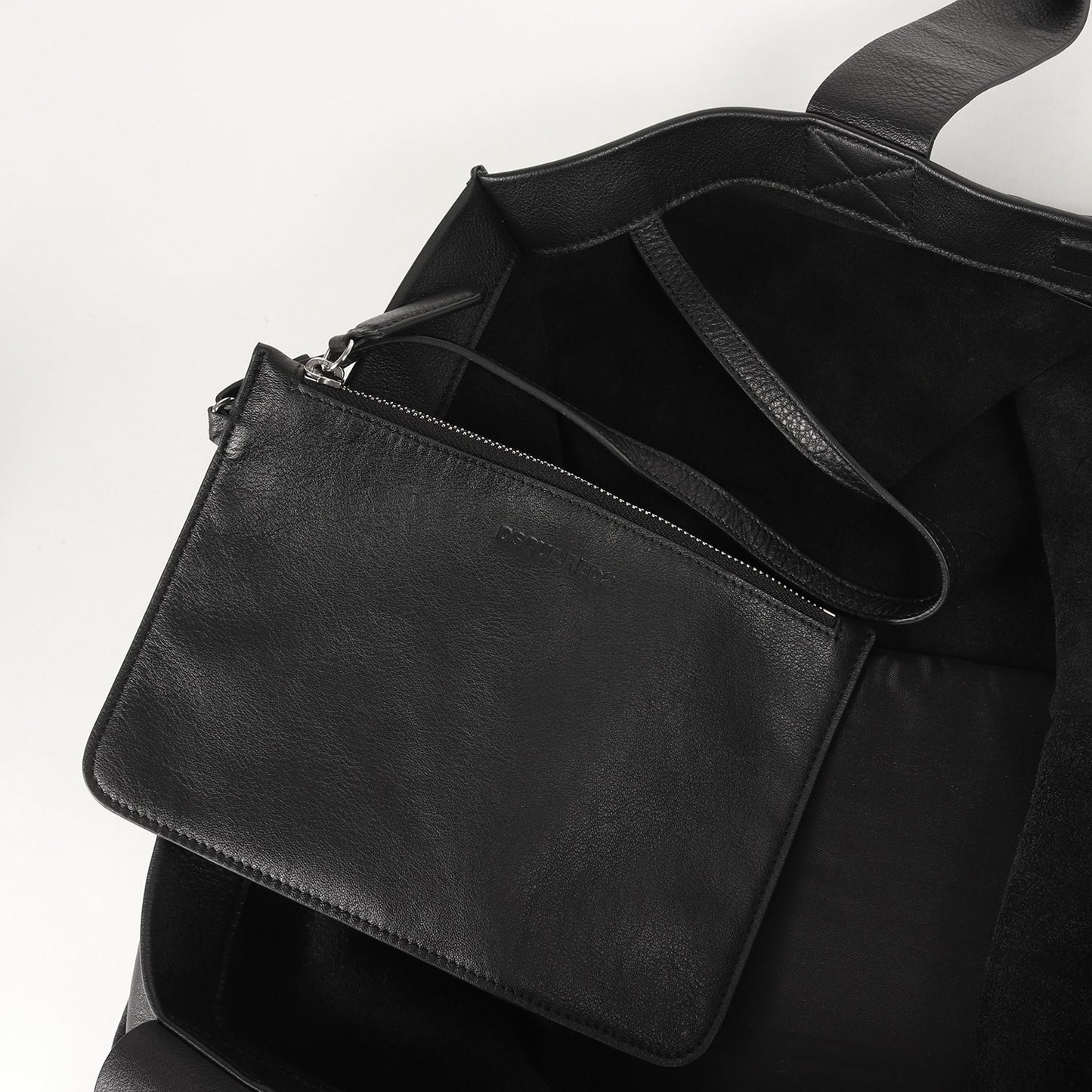 バッグインバッグポーチ付き ロゴ レザー ショルダー トートバッグ