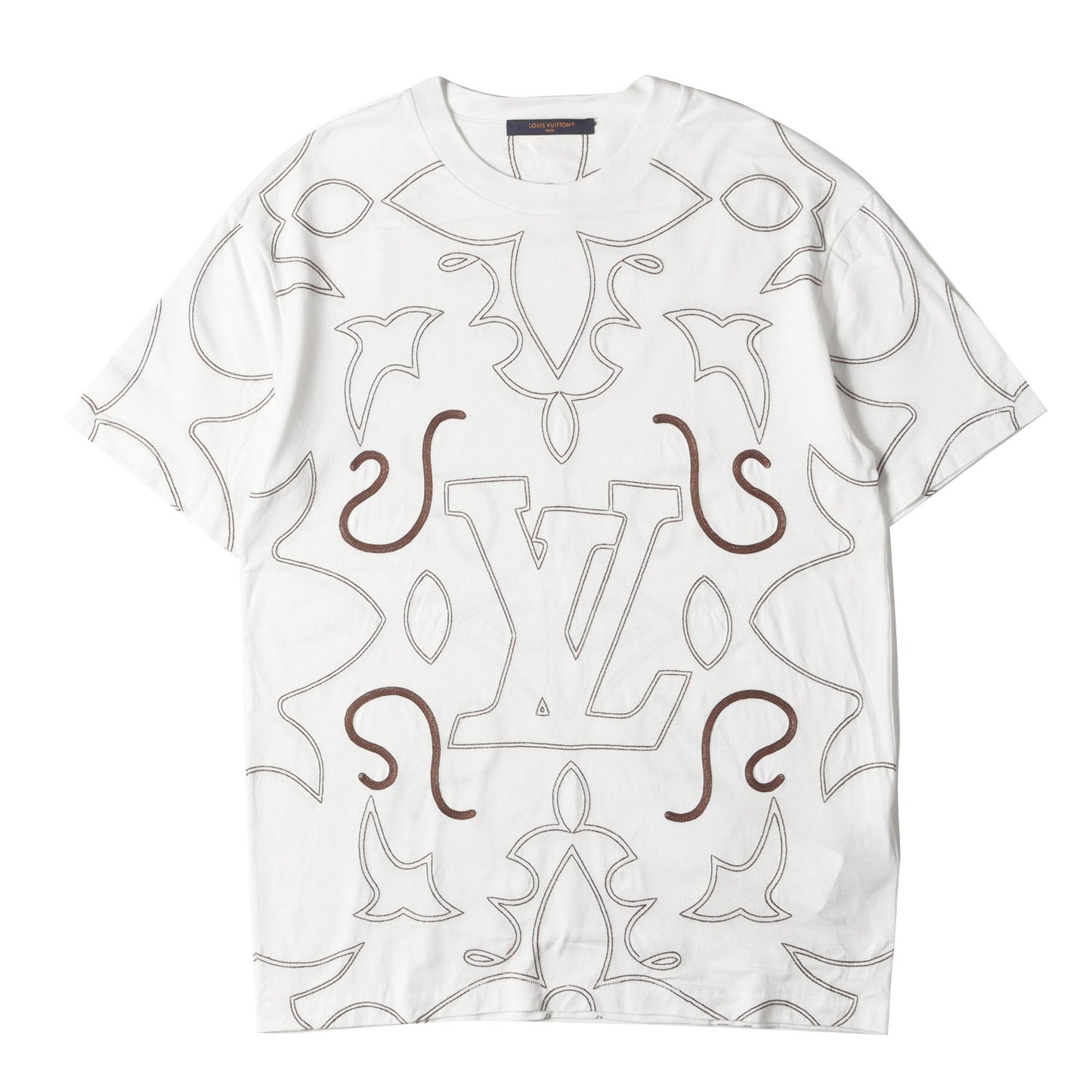 24AW LV アラベスク モチーフ ロゴ 刺繍 Tシャツ (1AFWVN)
