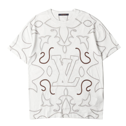 24AW LV アラベスク モチーフ ロゴ 刺繍 Tシャツ (1AFWVN)