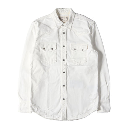 ダメージ加工 ウエストシェイプ ホワイトデニム ウエスタン シャツ