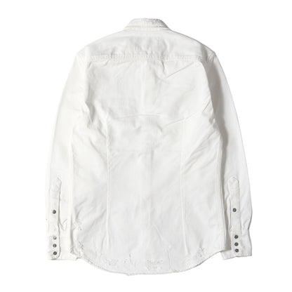 ダメージ加工 ウエストシェイプ ホワイトデニム ウエスタン シャツ