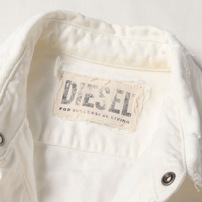 ダメージ加工 ウエストシェイプ ホワイトデニム ウエスタン シャツ