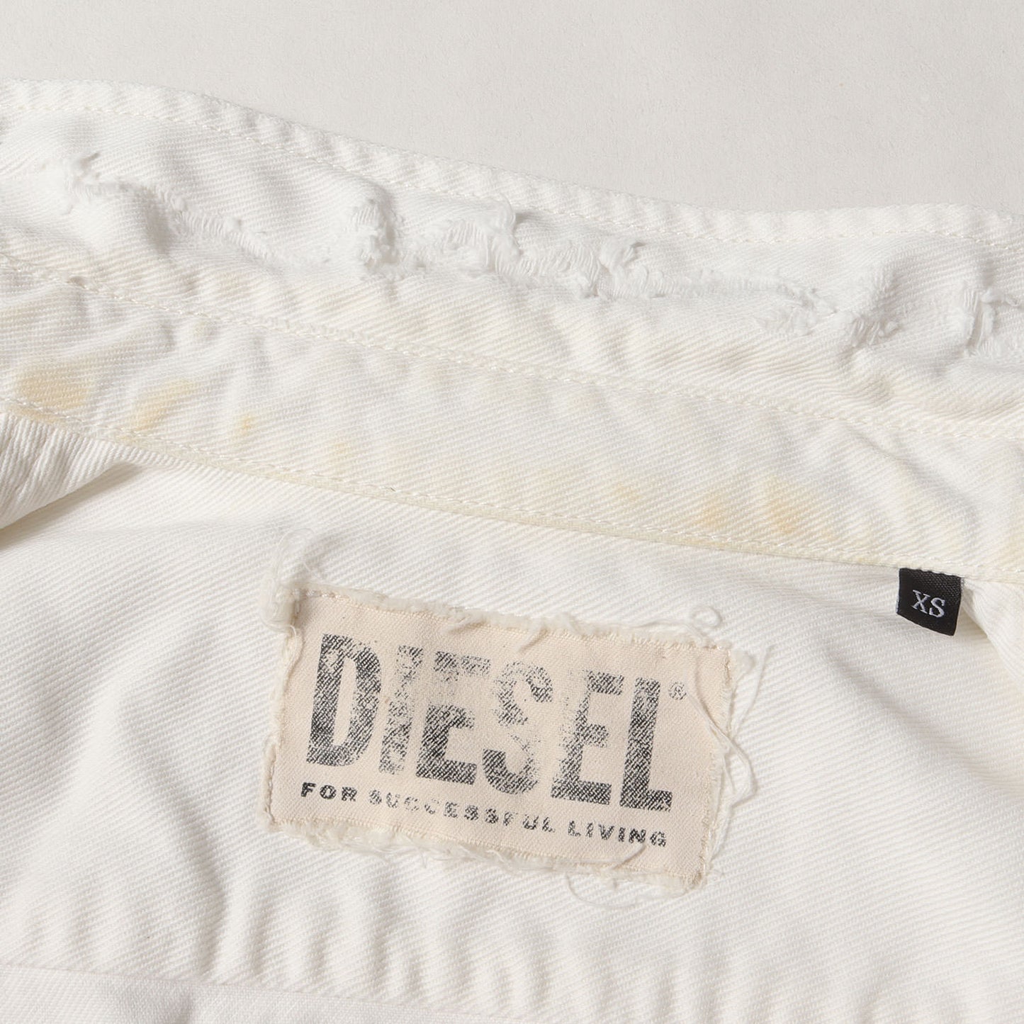 ダメージ加工 ウエストシェイプ ホワイトデニム ウエスタン シャツ