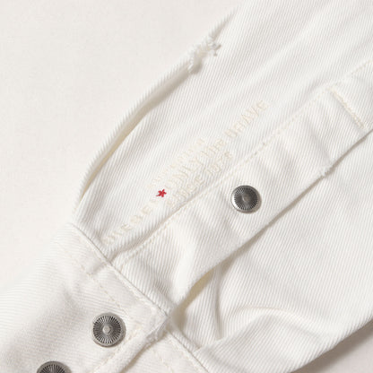 ダメージ加工 ウエストシェイプ ホワイトデニム ウエスタン シャツ