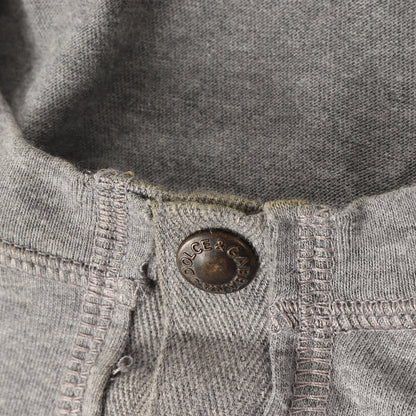 ワンポイント ワッペン 刺繍 ヘンリーネック クォータースリーブ カットソー (G8527G G7348)