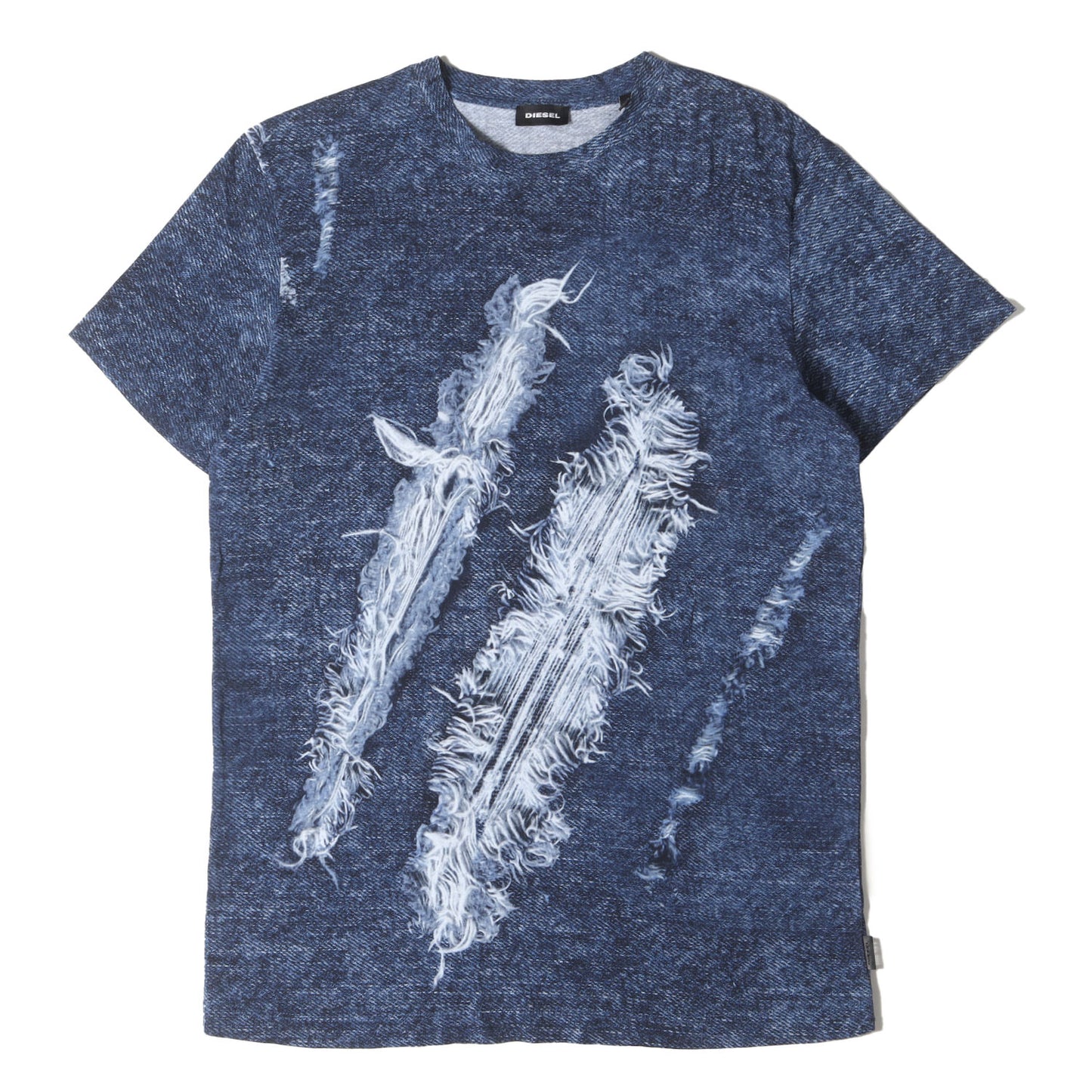 転写 クラッシュデニム スリム タイト Tシャツ