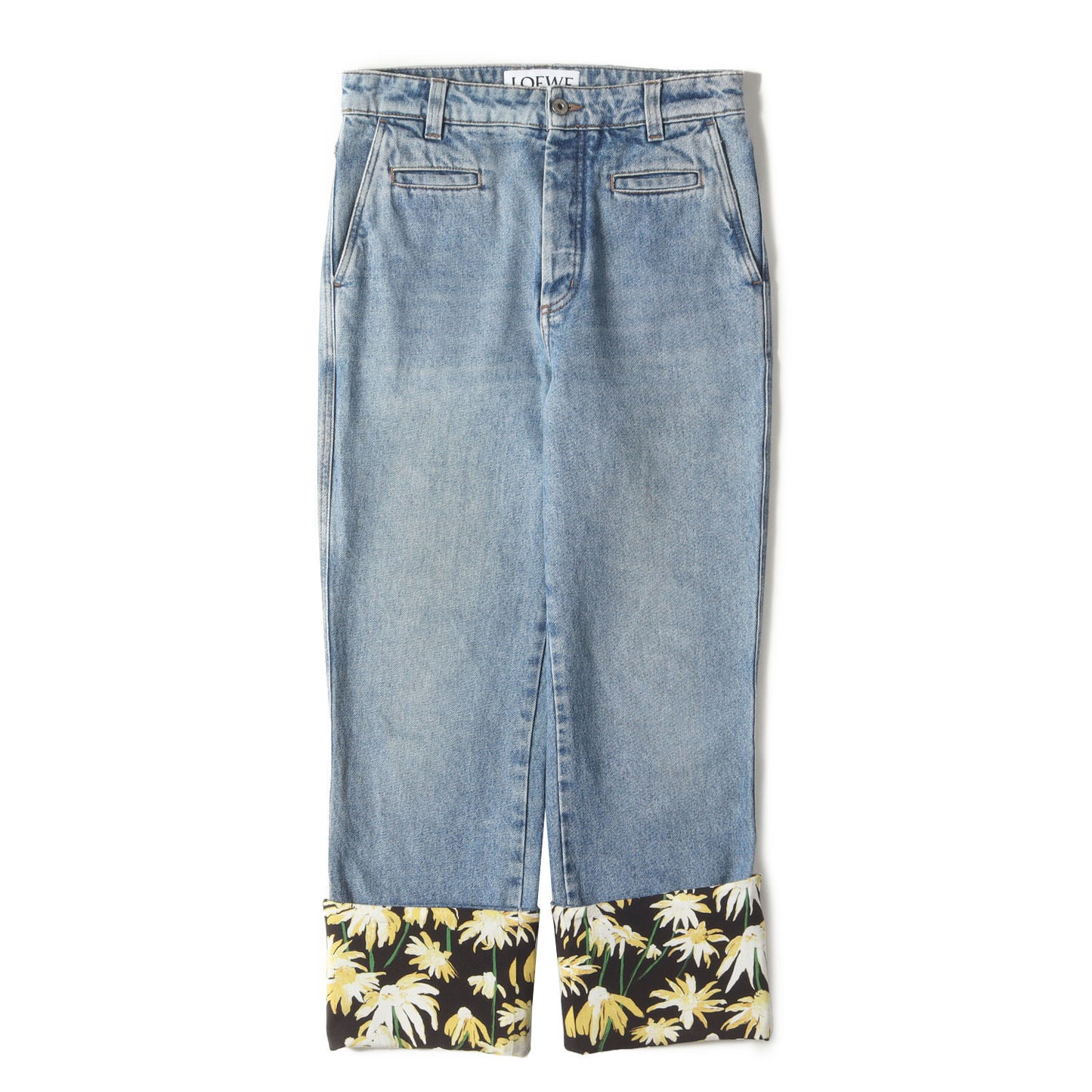 フラワー 折り返し デニム パンツ (Fisherman denim 1159-343-7675) / ボタンフライ