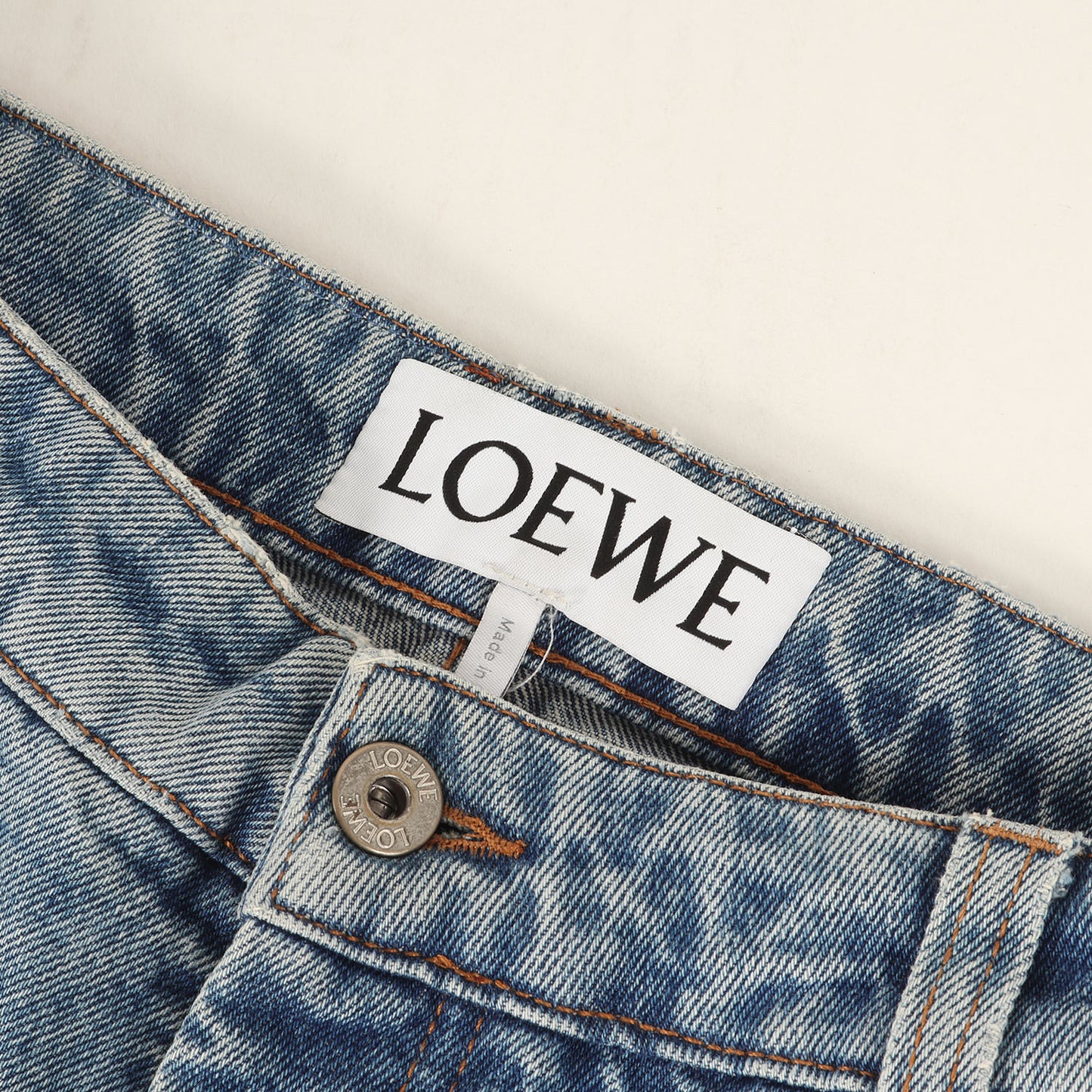フラワー 折り返し デニム パンツ (Fisherman denim 1159-343-7675) / ボタンフライ