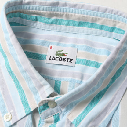 ワンポイント 刺繍 ストライプ ボタンダウン 半袖 シャツ (CH108S) / MADE IN JAPAN