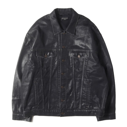 22AW ダメージ加工 コーティング デニム トラッカー ジャケット (721709 TNW62) /UNISEX