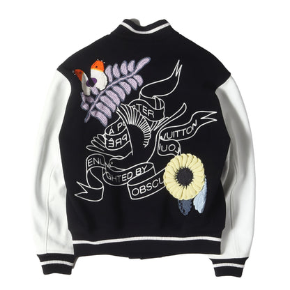 20SS レザースリーブ クロシェフラワー メルトン バーシティ ジャケット (HIL64EJNU)