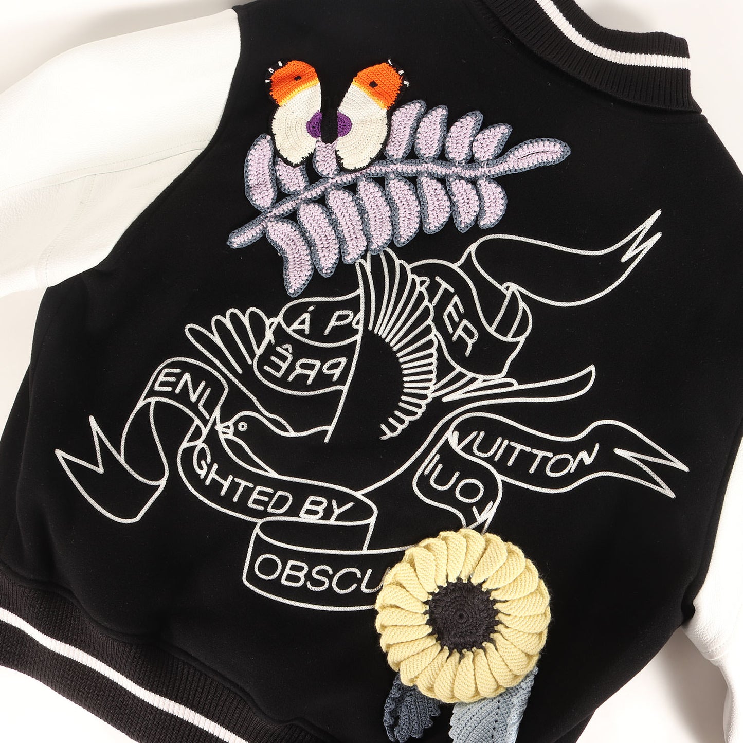 20SS レザースリーブ クロシェフラワー メルトン バーシティ ジャケット (HIL64EJNU)