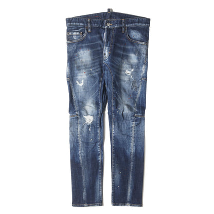 21AW ペンキ加工 スリム スキニー ストレッチ デニム パンツ (MEDIUM WASH 4 TIDY BIKER JEANS S74LB0873 S30342)
