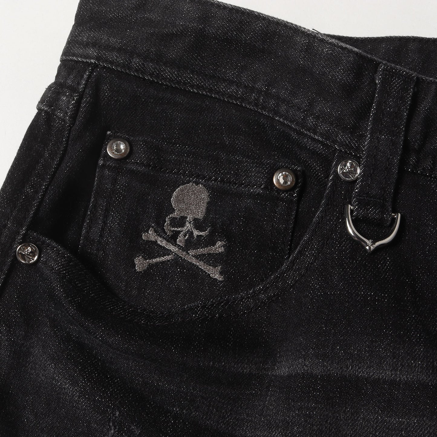 21AW ダメージ加工 スカルプリント デニムパンツ (JEANS WASH PRODUCT M21AW NZK405) / WORLD