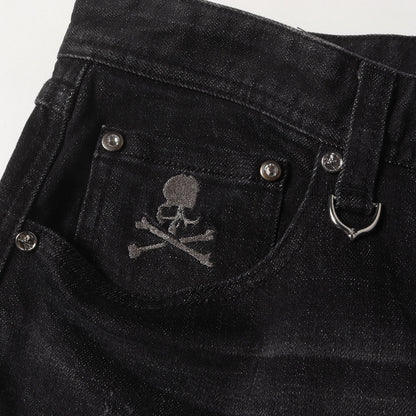 21AW ダメージ加工 スカルプリント デニムパンツ (JEANS WASH PRODUCT M21AW NZK405) / WORLD