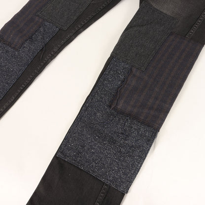 × Levi's フェード ヴィンテージ加工 パッチワーク 刺繍 スリム ストレート デニム パンツ