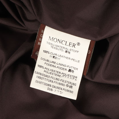 00s 茶タグ 取り外し可能フード ハイネック ラムレザー ダウンジャケット (BAZILLE)