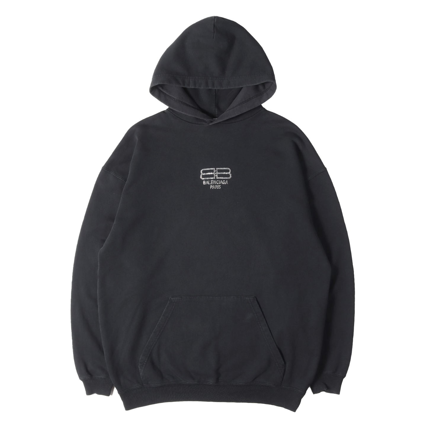 22AW ウォッシュ加工 BBロゴ ラインストーン スウェット パーカー